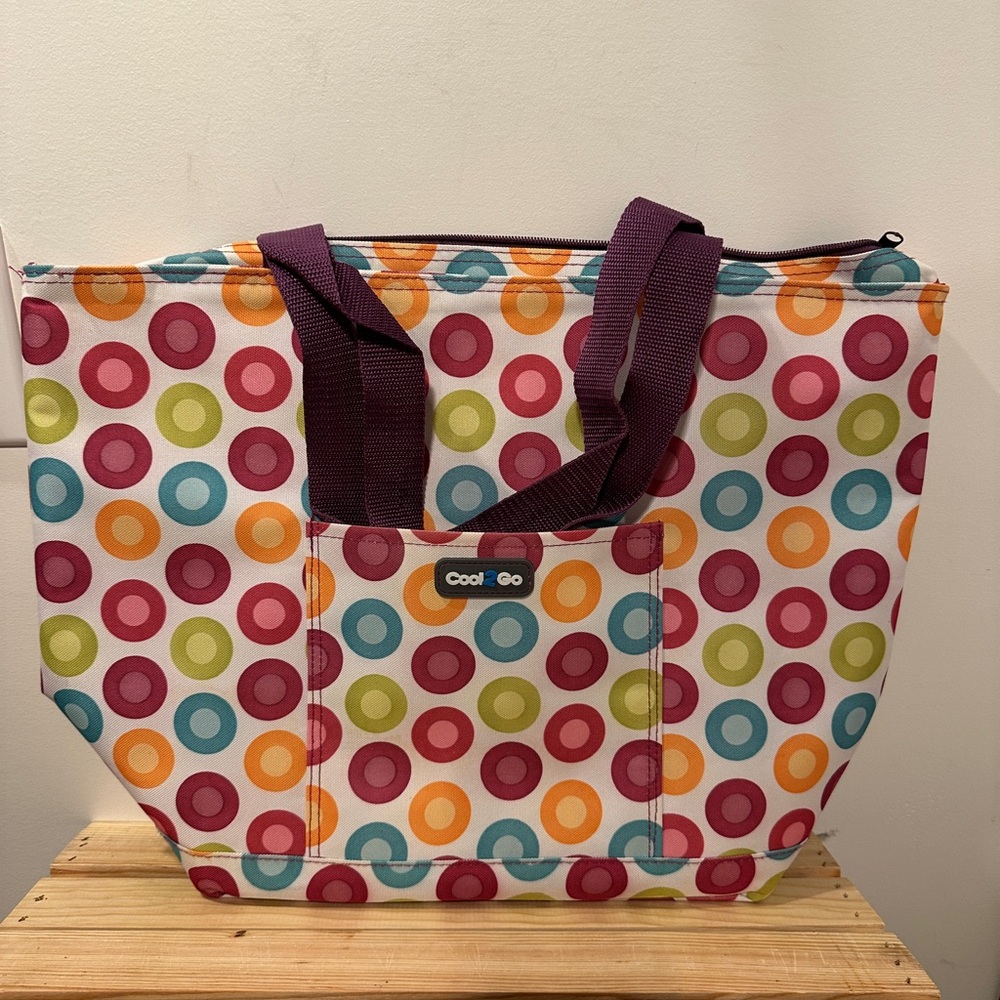 NEW Cool2Go Colorful Polka Dot Cooler Insulated Tote Bag - Picture 2 of 7